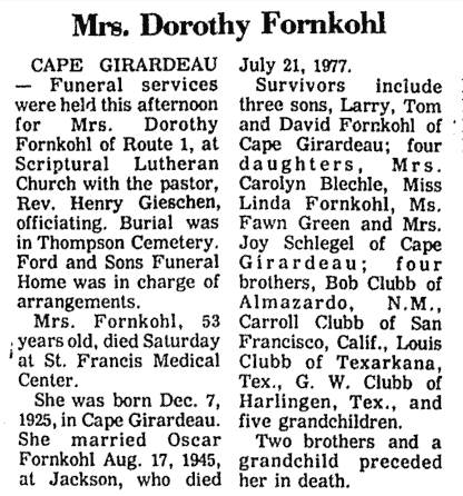 Fornkohl, Dorothy Juanita (nee Clubb)