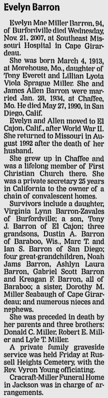 Barron, Evelyn Mae (nee Miller)