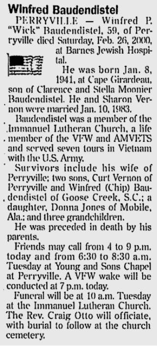 Baudendistel, Winfred P. "Wick"