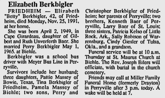 Berkbigler, Elizabeth "Betty" Ann (nee Baer)