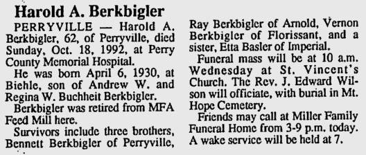 Berkbigler, Harold A.