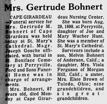 Bohnert, Gertrude Martha (nee Hunt)