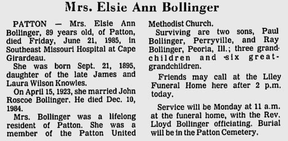 Bollinger, Elsie Ann (nee Knowles)