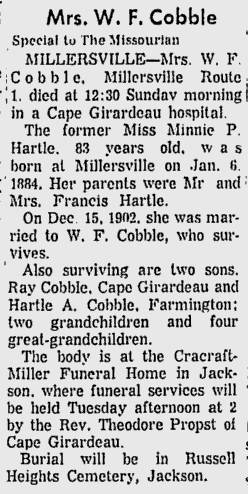 Cobble, Minnie Pernicie (nee Hartle)