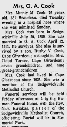 Cook, Minnie May (nee Seabaugh)