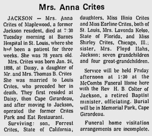 Crites, Anna Margaret (nee Crites)