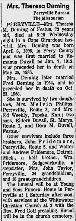 Deming, Theresa M. (nee Pridemore)