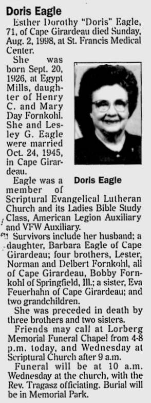 Eagle, Esther Dorothy "Doris" (nee Fornkohl)