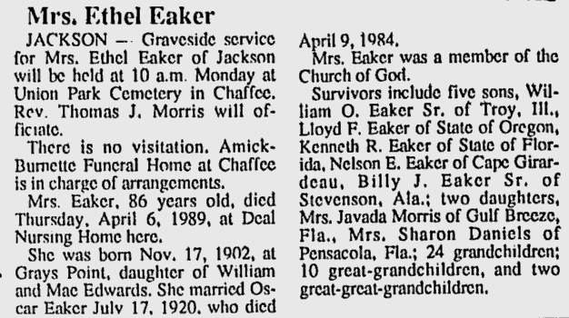 Eaker, Ethel (nee Edwards)