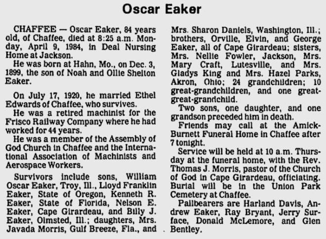 Eaker, Oscar