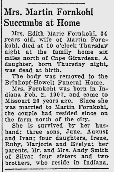 Fornkohl, Edith Marie (nee Smith)