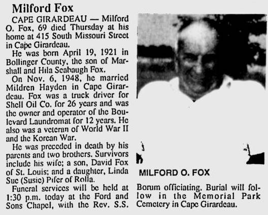 Fox, Milford O.