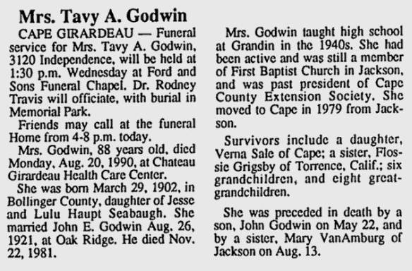 Godwin, Tavy Agnes (nee Seabaugh)