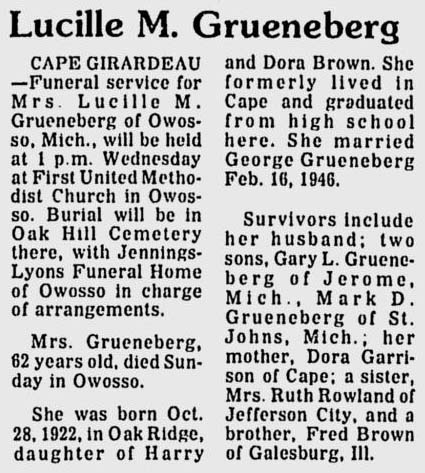 Grueneberg, Lucille Marie (nee Brown)