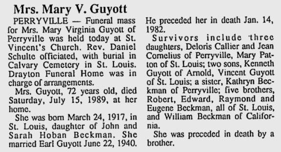 Guyott, Mary Virginia (nee Beckman)