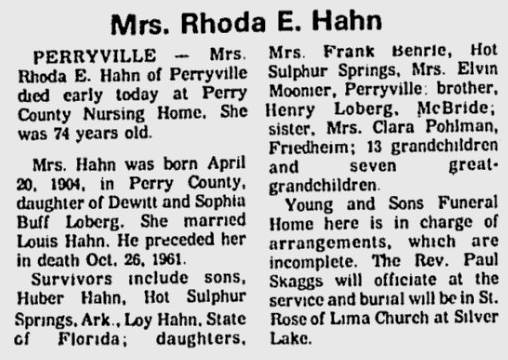 Hahn, Rhoda E. (nee Loberg)