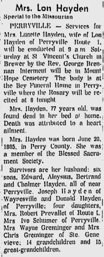 Hayden, Lunette M. (nee Brewer)