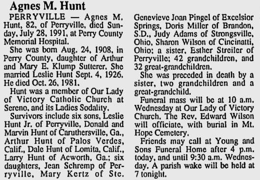 Hunt, Agnes Mary (nee Sutterer)