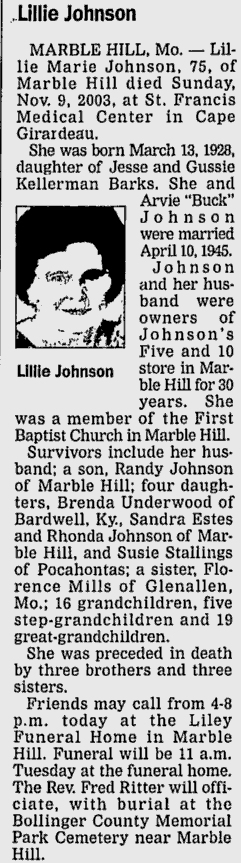 Johnson, Lillie Marie (nee Barks)