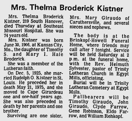 Kistner, Thelma (nee Broderick)