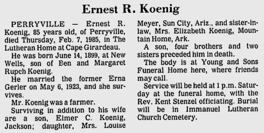 Koenig, Ernest R.