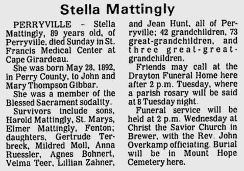 Mattingly, Stella Evelyn (nee Gibbar)