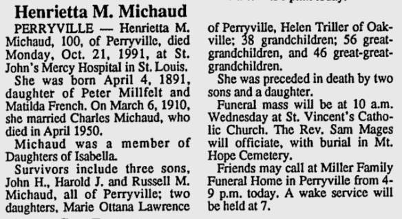 Michaud, Henrietta M. (nee Millfelt)