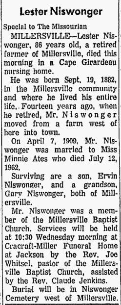 Niswonger, Ervin Lester