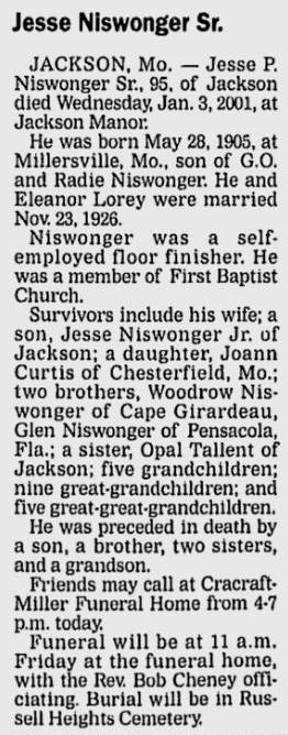 Niswonger, Jesse Peter, Sr.