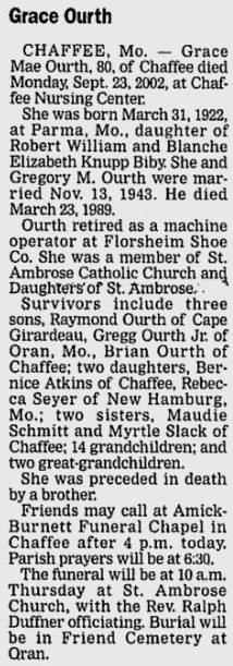 Ourth, Grace Mae (nee Biby)