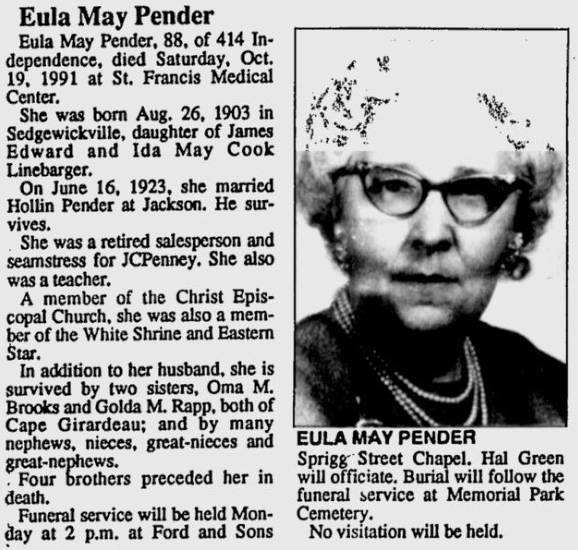 Pender, Eula May (nee Linebarger)