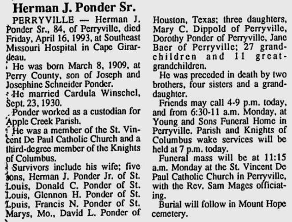 Ponder, Herman Joseph, Sr.