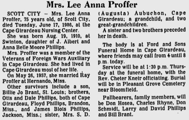 Proffer, Lee Anna (nee Phillips)