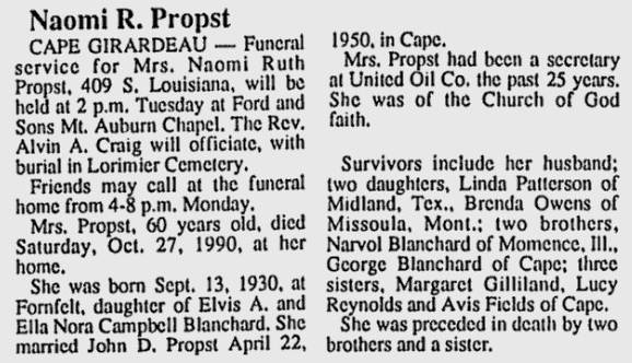 Propst, Naomie Ruth (nee Blanchard)