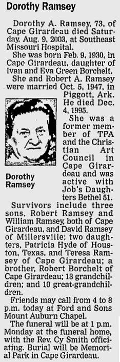 Ramsey, Dorothy A. (nee Borchelt)