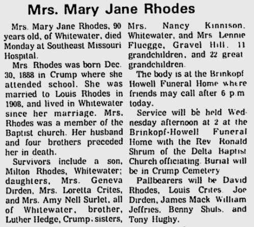 Rhodes, Mary Jane (nee Hedge)