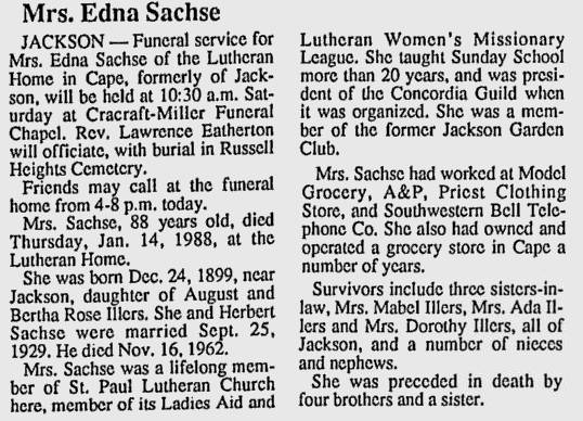 Sachse, Edna (nee Illers)