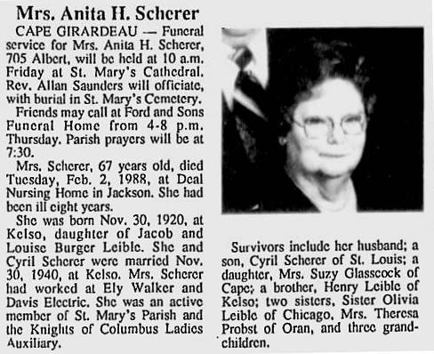 Scherer, Anita H. (nee Leible)