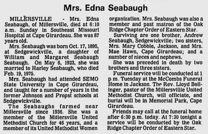 Seabaugh, Edna Eva (nee Seabaugh)