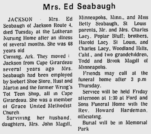 Seabaugh, Leslie Marie (nee Lacey)