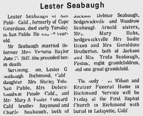 Seabaugh, Lester Edward