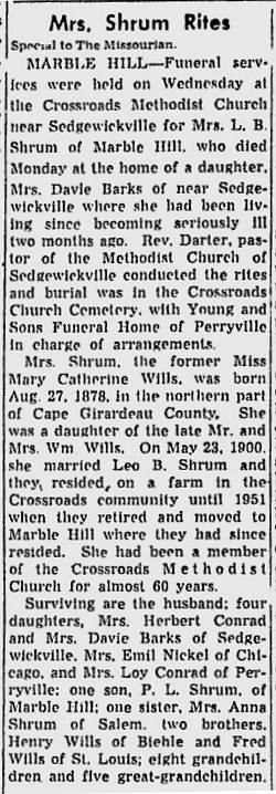 Shrum, Mary Catherine (nee Wills)