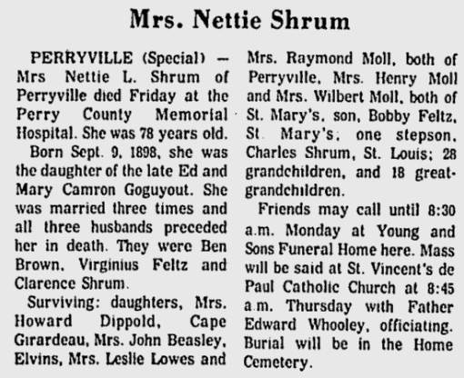 Shrum, Nettie Louise (nee Guyott)