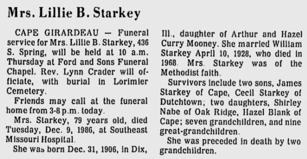 Starkey, Lillie B. (nee Mooney)