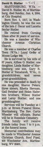 Statler, David R. Obit.