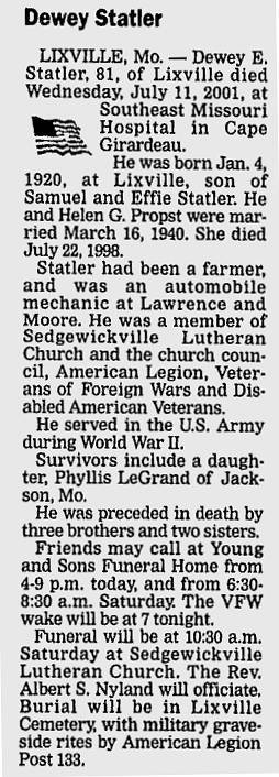 Statler, Dewey Elmer