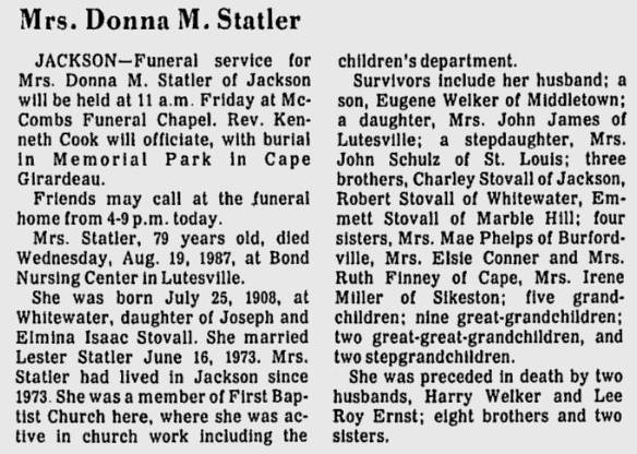 Statler, Donna Marie (nee Stovall)