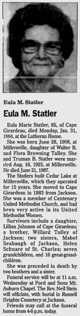 Statler, Eula Marie (nee Talley)