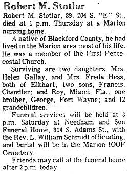 Stotler, Robert M.. obit