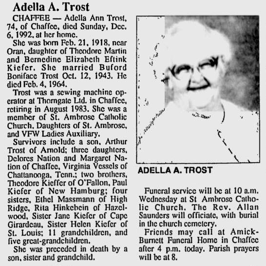 Trost, Adella Ann (nee Kiefer)